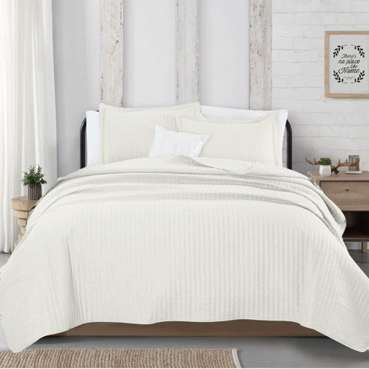 Waffle Ivory Quilt - Queen