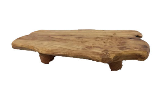 Hand-Crafted Root Wood Live Edge Tray with Feet