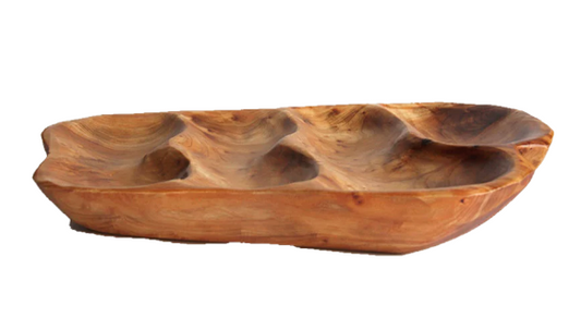 Hand-Crafted Root Wood Live Edge Platter - 4 Sections