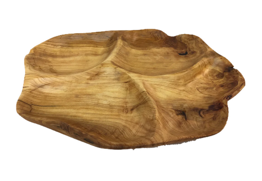 Hand-Crafted Root Wood Live Edge Platter - 4 Sections Medium