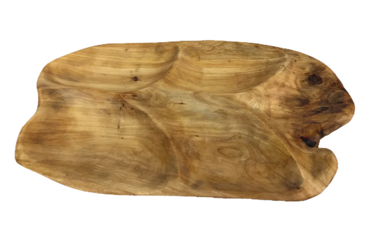 Hand-Crafted Root Wood Live Edge Platter - 4 Sections Large