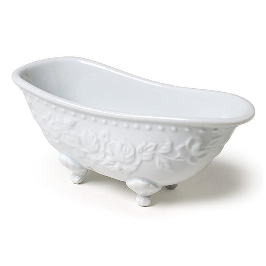 White Embossed Bathtub Soap Dish