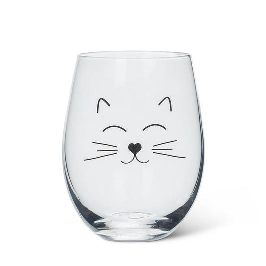 Cat Face Stemless Glass