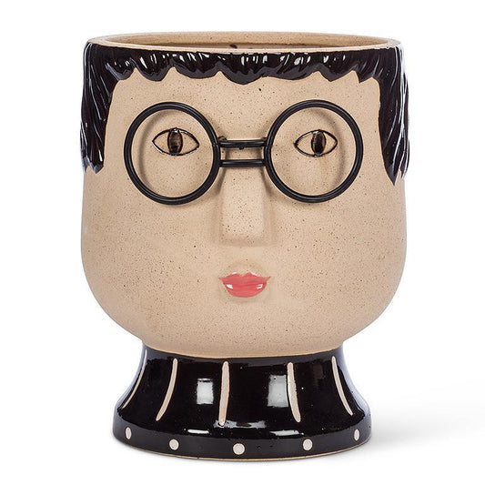 Large Face with Glasses Planter