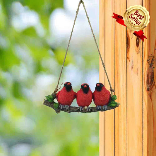 Hanging Cardinals on a Branch Figurine