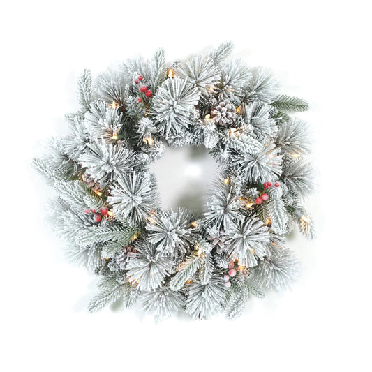 20" Snowy Christmas Wreath