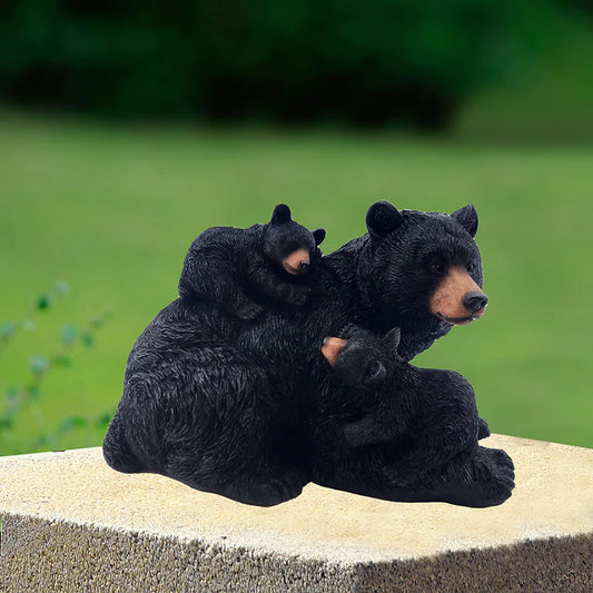 Snuggling Bear Cubs and Momma Resin Figurine