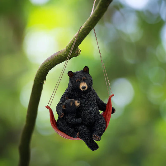 Bear and Cub Hanging on a Swing Figurine