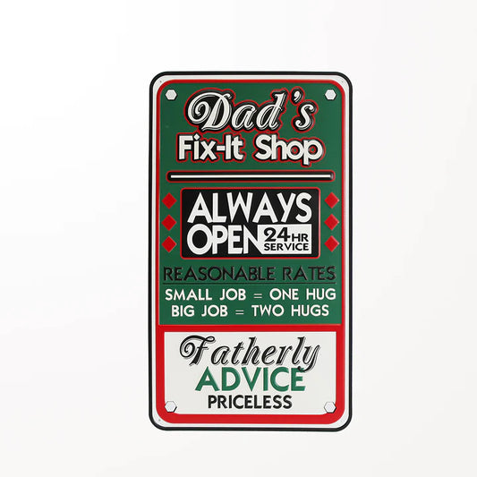 Dad's Fix-It Shop Tin Sign