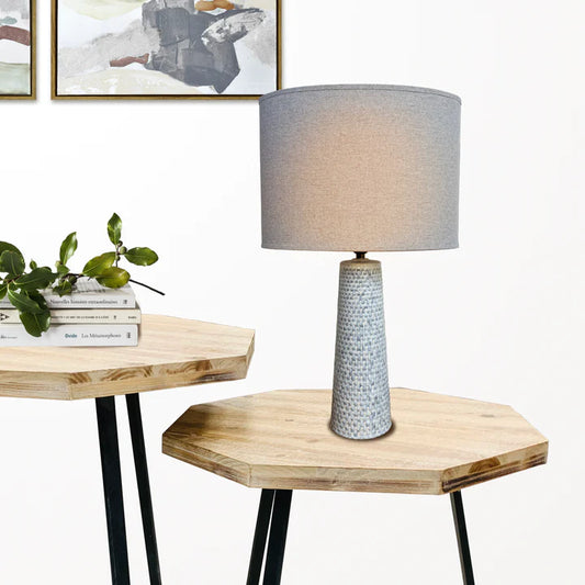 Gray Textured Porcelain Table Lamp