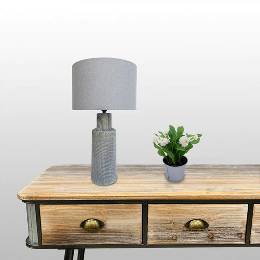 Small Gray Textured Bottle Table Lamp