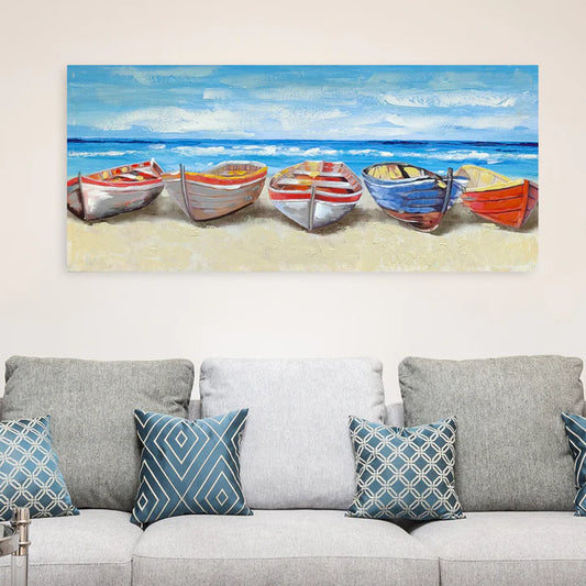 5 Beached Boats Painting