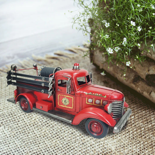 No. 6 Fully Loaded Red Fire Truck Metal Figurine