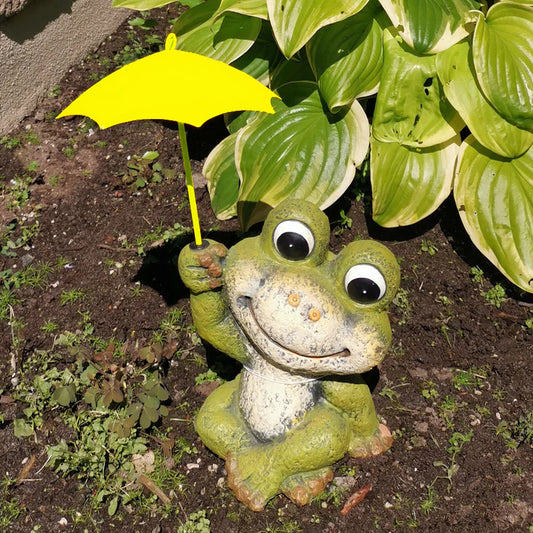 Happy Frog Waiting for the Rain Statue