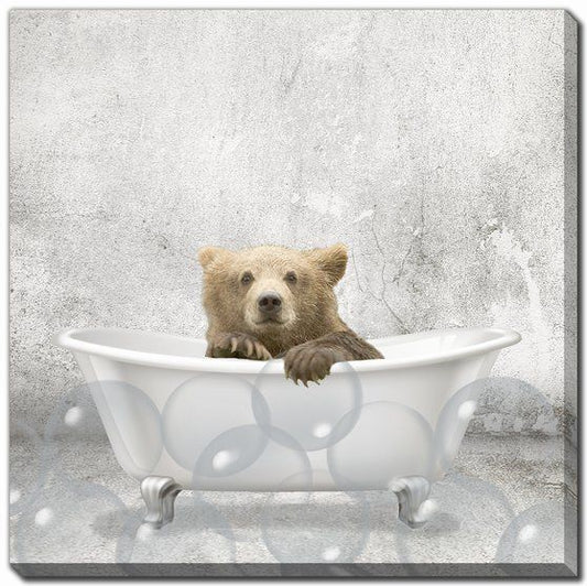 Baby Bear Bath Canvas Print