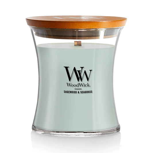 WoodWick Medium Hourglass Candle - Sagewood & Seagrass