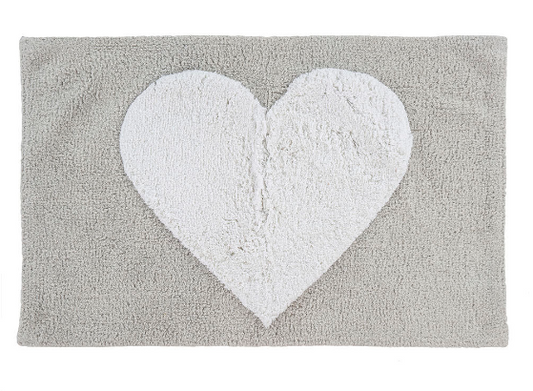 Heart Bath Mat - Grey/White