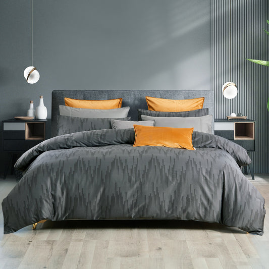 Darian Grey Duvet Cover Set- Queen