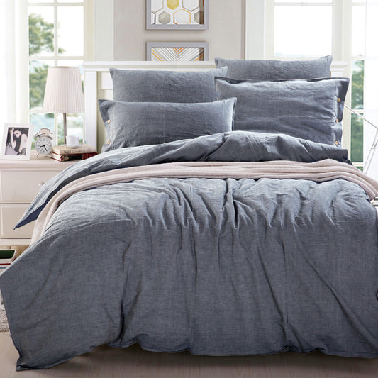 Denim Chambray Duvet Cover Set- Queen