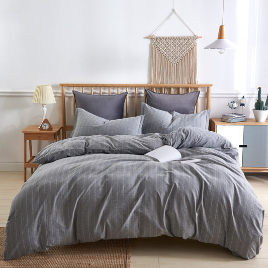 Pinstripe Grey Duvet Cover Set